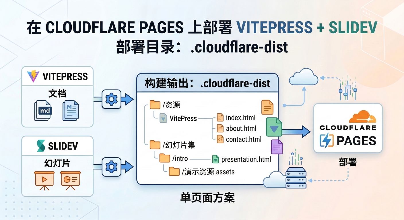Cloudflare Pages部署VitePress+Slidev：单Pages方案
