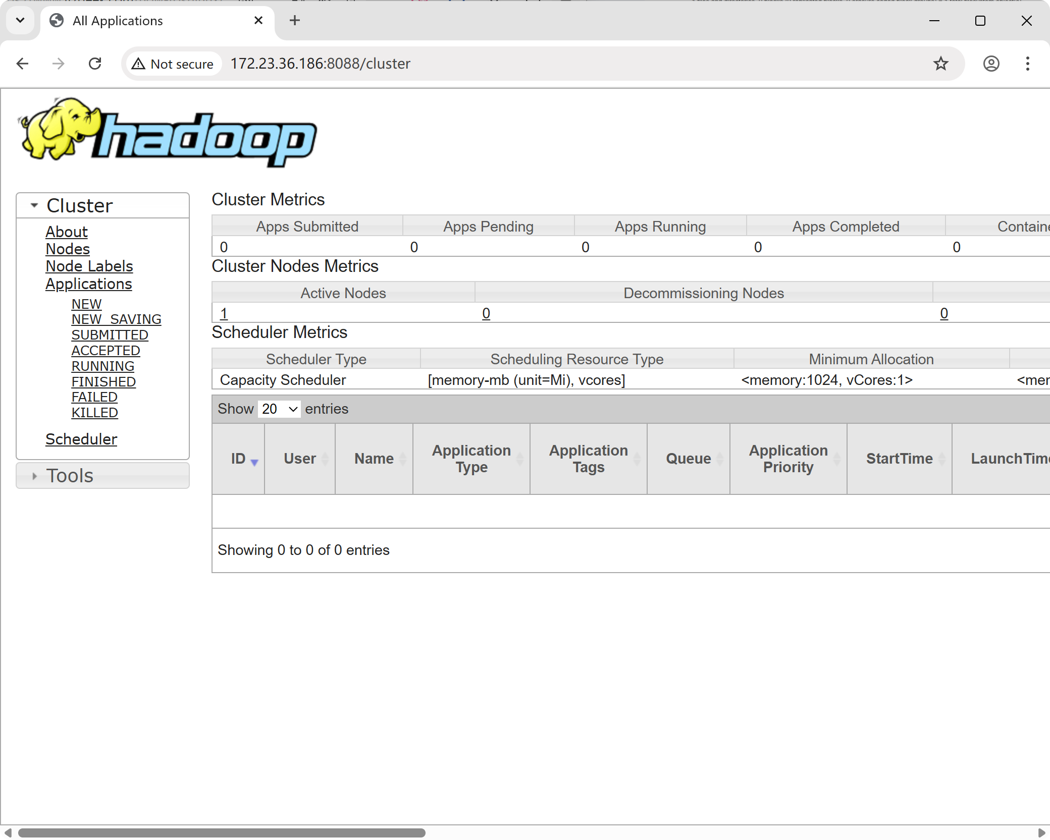 Hadoop ResourceManager Web UI